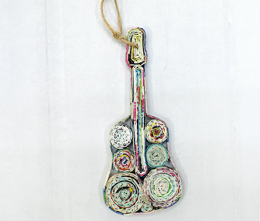 Guitar, Handmade Recycled Paper Ornament
