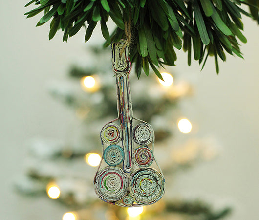 Guitar, Handmade Recycled Paper Ornament