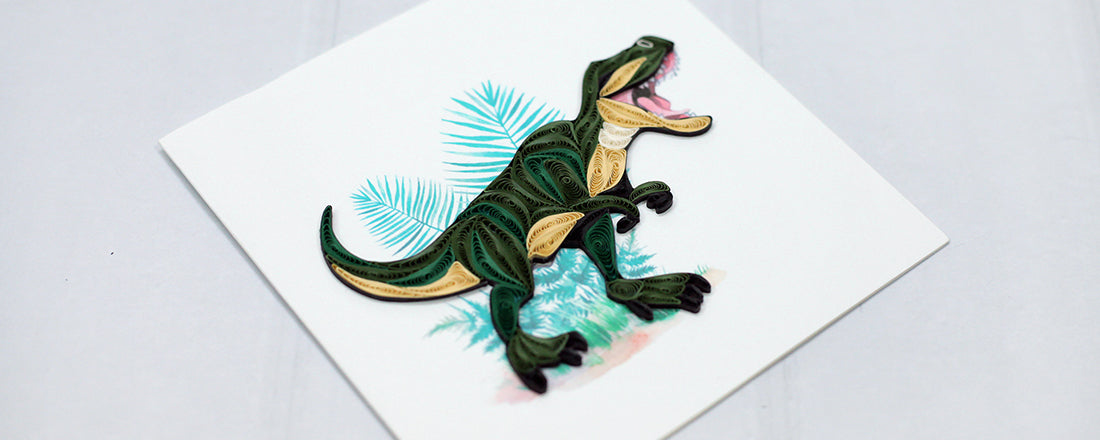 Dinosaur, Handmade Quilling Greeting Card