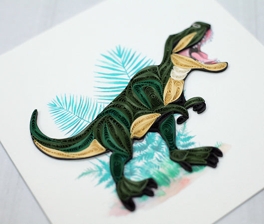 Dinosaur, Handmade Quilling Greeting Card Dinosaur, Handmade Quilling Greeting Card