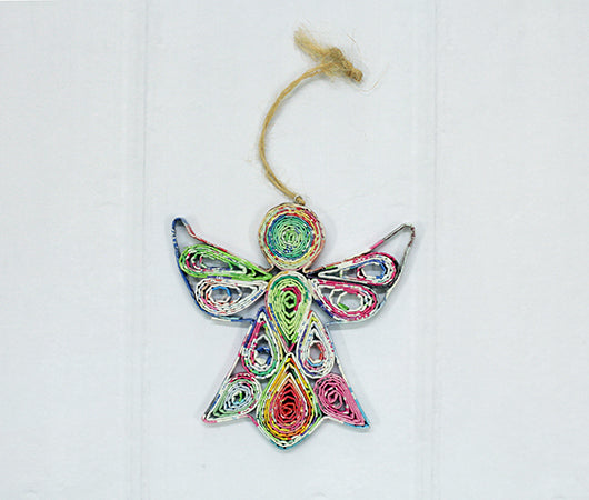 Angel (Wings Up), Handmade Recycled Paper Ornament