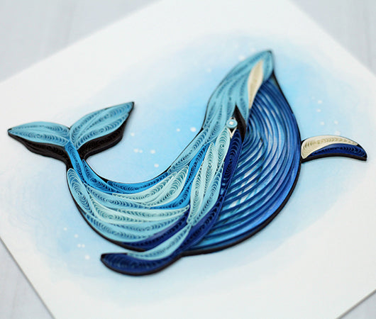 Blue Whale, Handmade Quilling Greeting Card