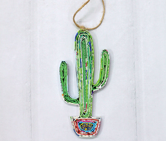 Cactus, Handmade Recycled Paper Ornament