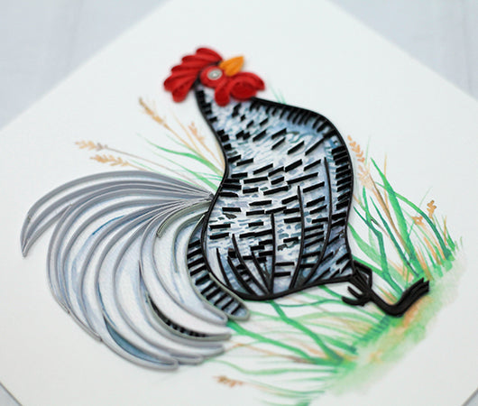 Rooster (Shamrock), Handmade Quilling Greeting Card