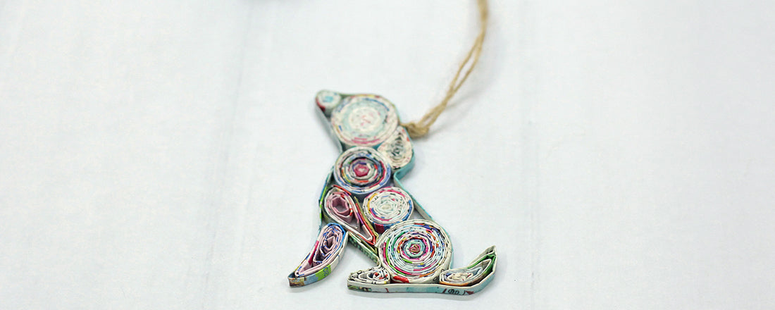 Dog, Handmade Recycled Paper Ornament Dog, Handmade Recycled Paper Ornament