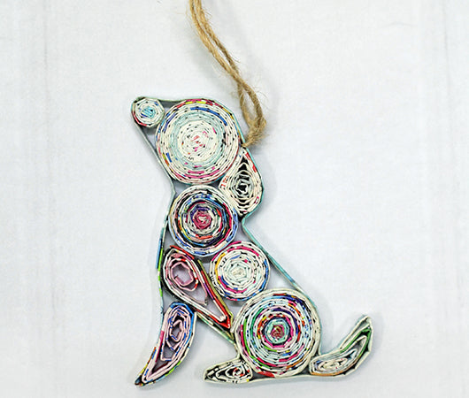 Dog, Handmade Recycled Paper Ornament