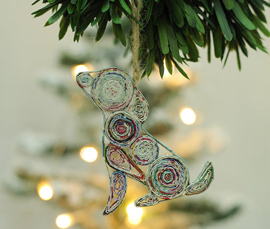 Dog, Handmade Recycled Paper Ornament Dog, Handmade Recycled Paper Ornament