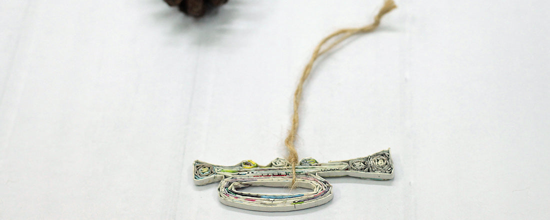Trumpet, Handmade Recycled Paper Ornament Trumpet, Handmade Recycled Paper Ornament