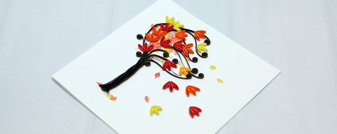 Fall Tree, Handmade Quilling Greeting Card