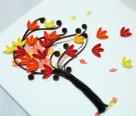 Fall Tree, Handmade Quilling Greeting Card