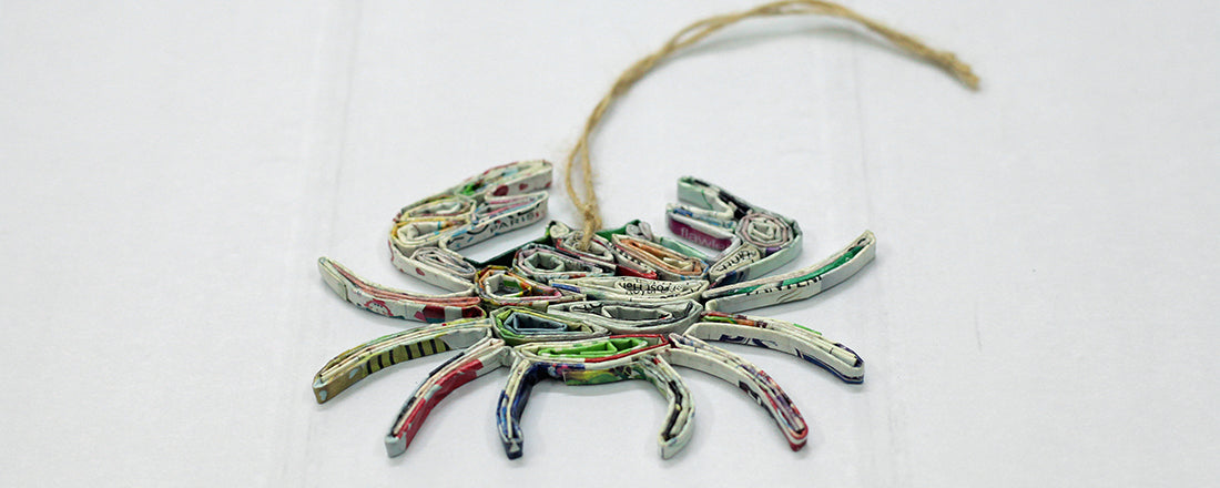 Crab, Handmade Recycled Paper Ornament Crab, Handmade Recycled Paper Ornament