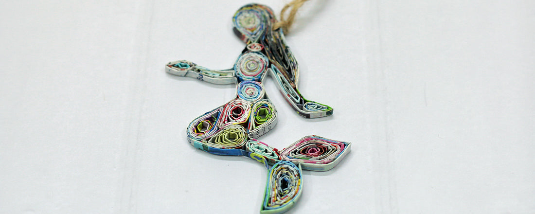 Mermaid, Handmade Recycled Paper Ornament
