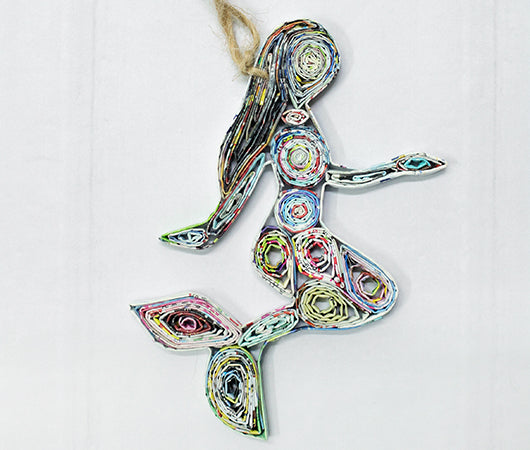 Mermaid, Handmade Recycled Paper Ornament