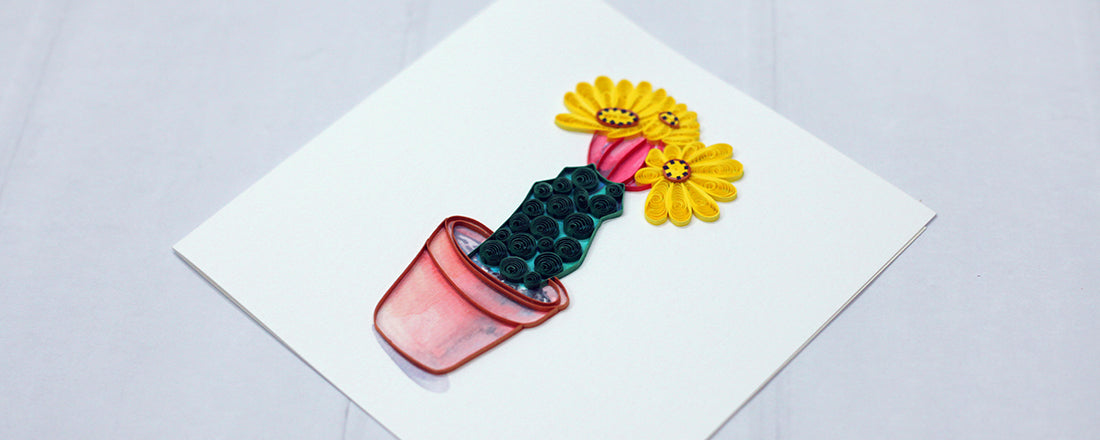 Cactus (Yellow Flower), Handmade Quilling Greeting Card Cactus (Yellow Flower), Handmade Quilling Greeting Card