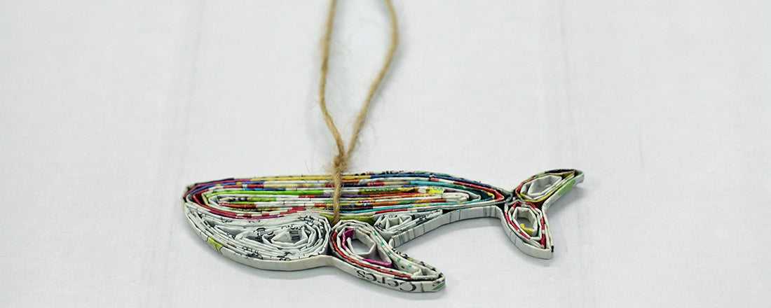 Whale, Handmade Recycled Paper Ornament Whale, Handmade Recycled Paper Ornament