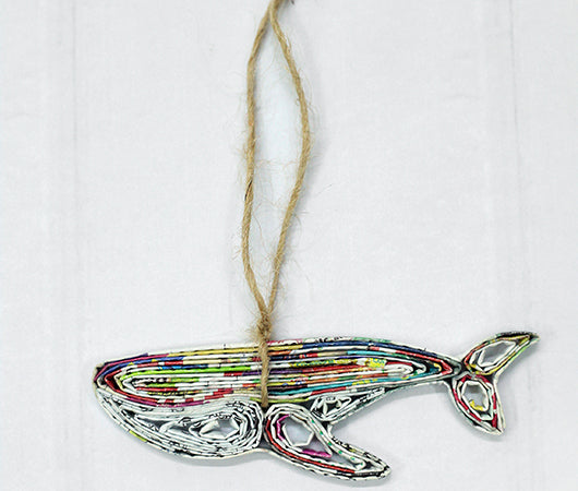 Whale, Handmade Recycled Paper Ornament Whale, Handmade Recycled Paper Ornament