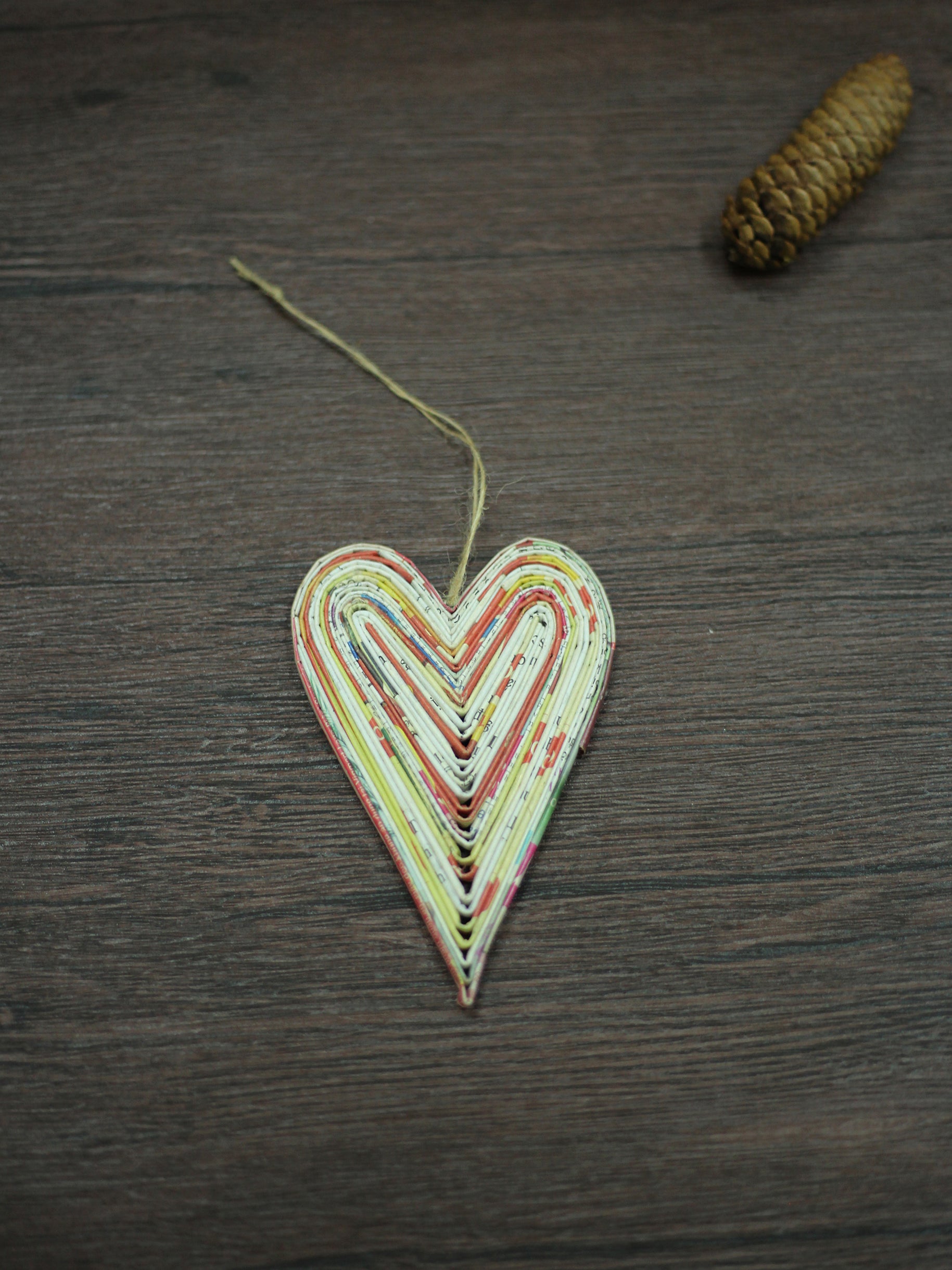 Long Heart, Handmade Recycled Paper Ornament Long Heart, Handmade Recycled Paper Ornament