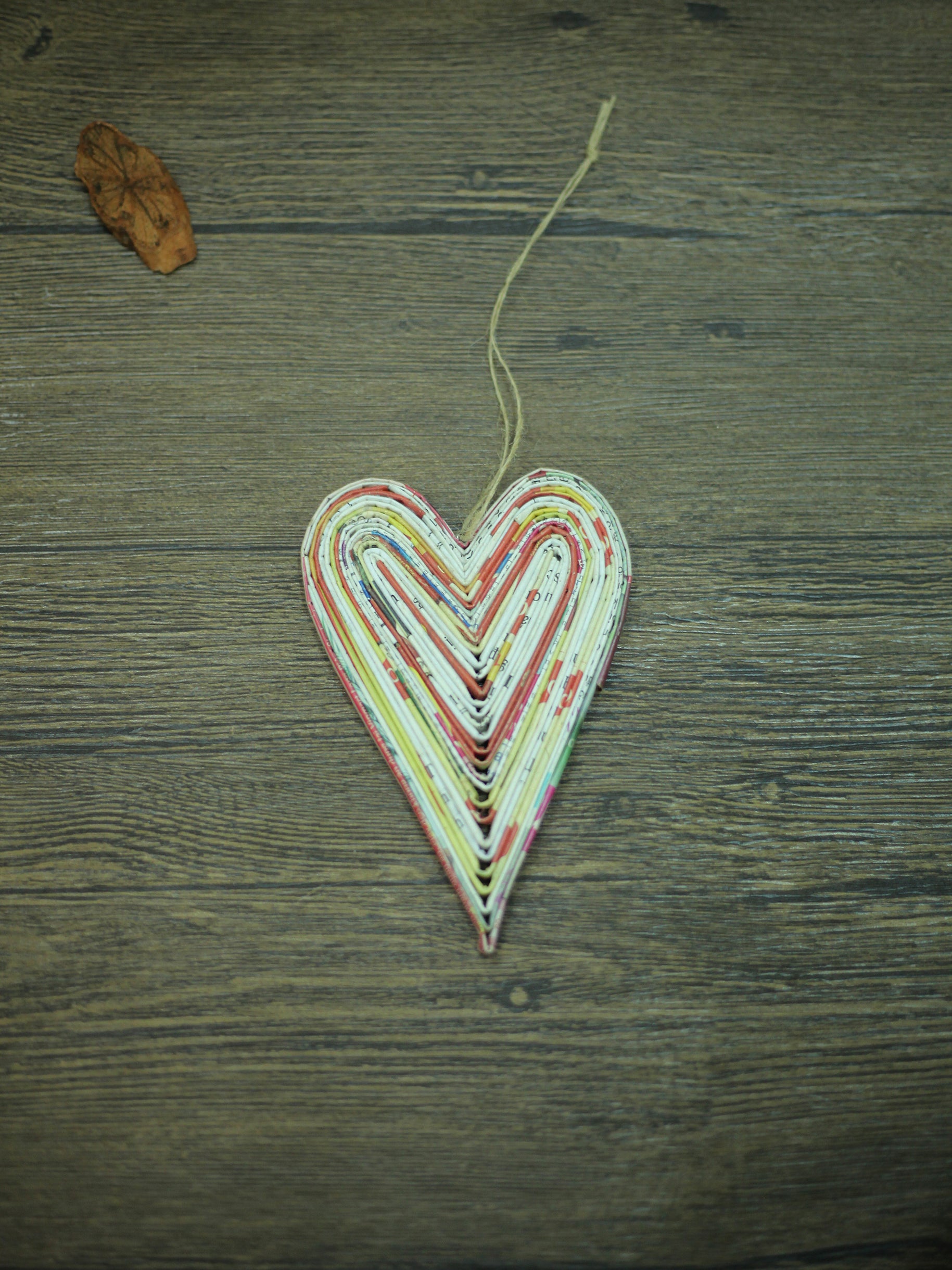 Long Heart, Handmade Recycled Paper Ornament Long Heart, Handmade Recycled Paper Ornament