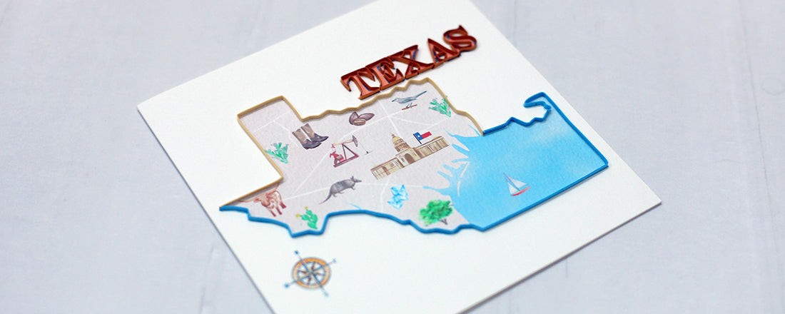 Texas State, Handmade Quilling Greeting Card