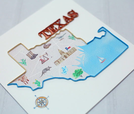Texas State, Handmade Quilling Greeting Card