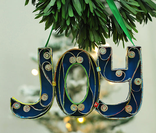 JOY (3D), Handmade Recycled Paper Ornament