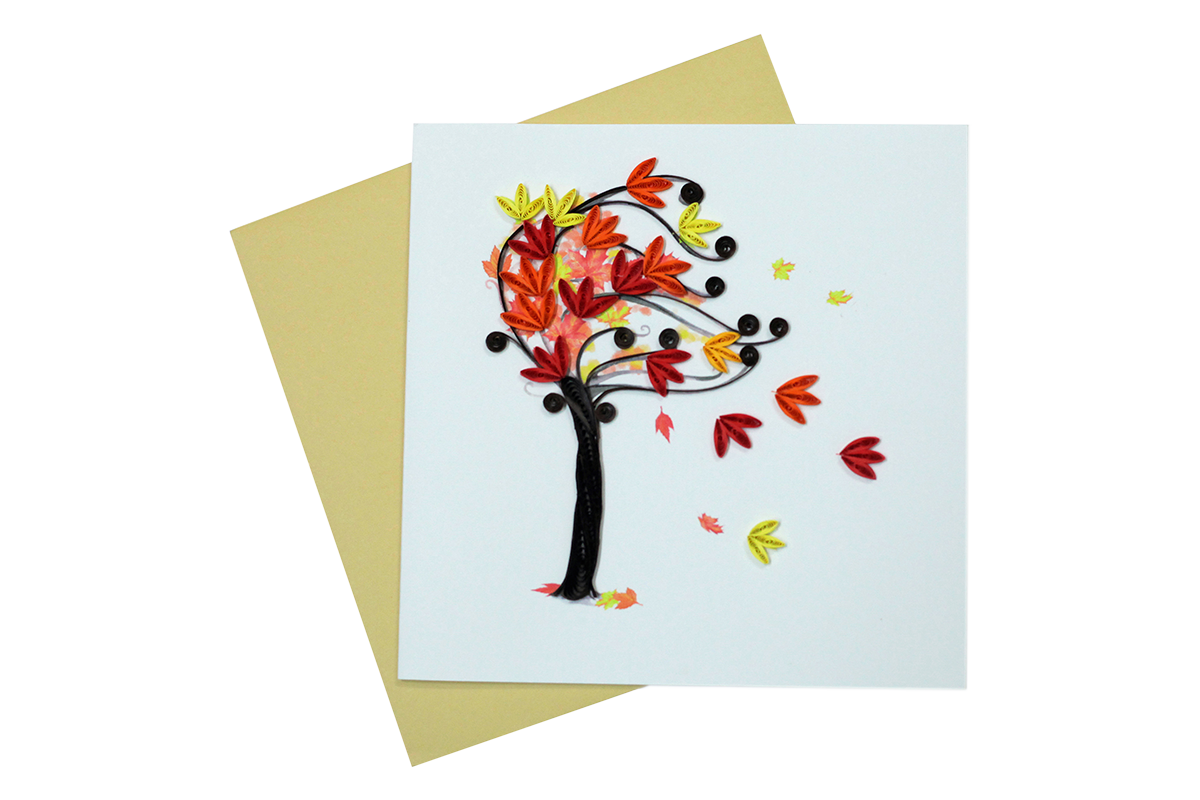 Fall Tree, Handmade Quilling Greeting Card