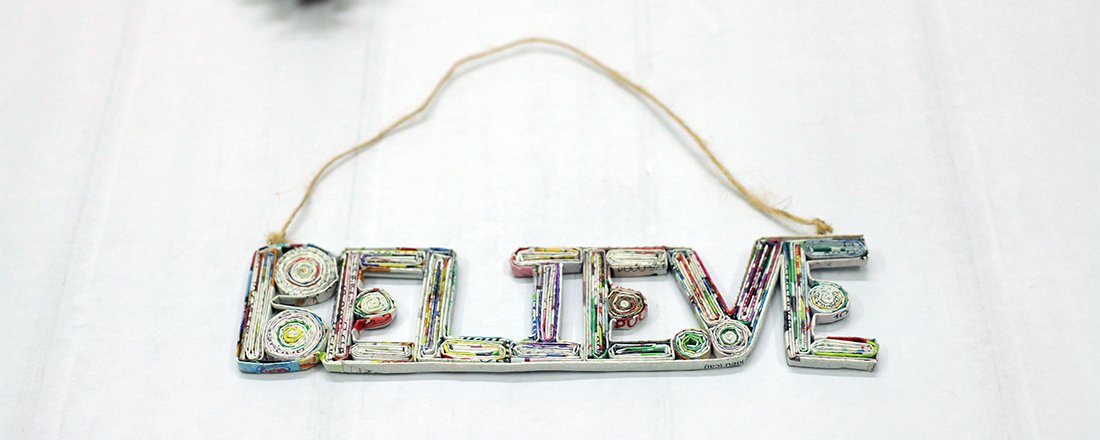 BELIEVE, Handmade Recycled Paper Ornament BELIEVE, Handmade Recycled Paper Ornament