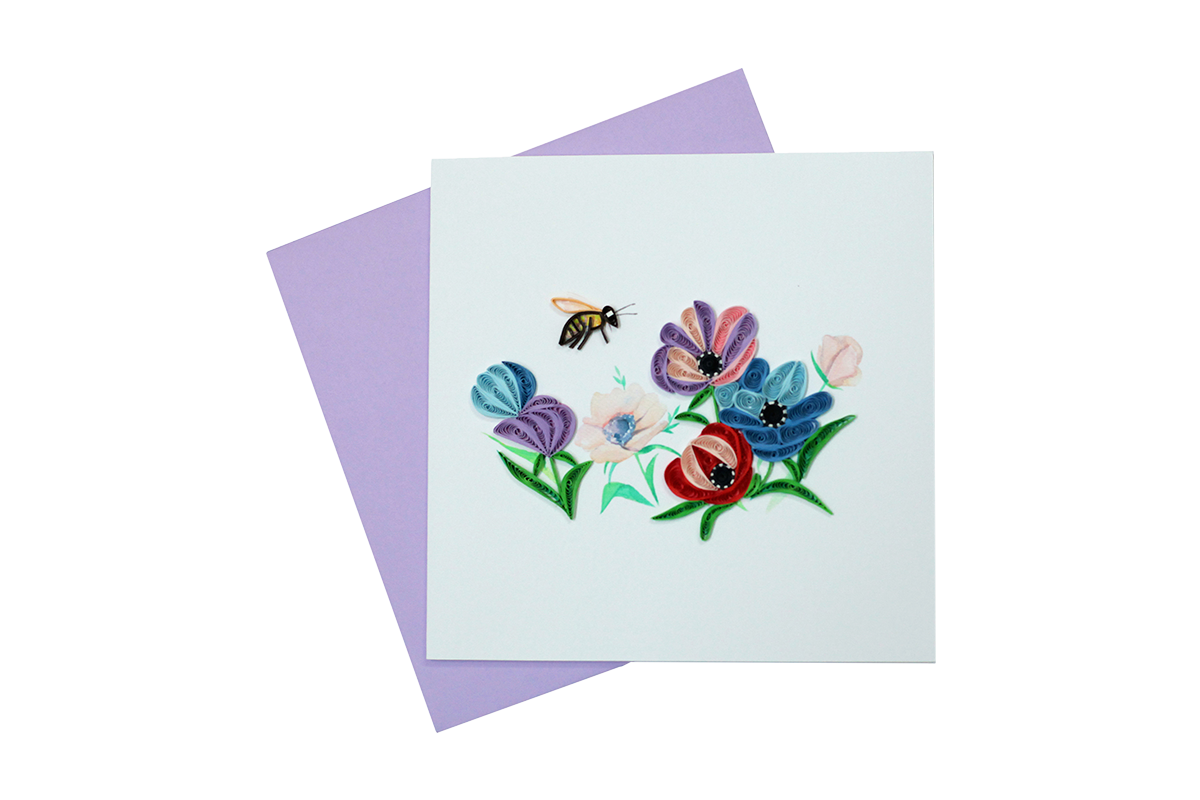 Garden with Butterfly, Handmade Quilling Greeting Card Garden with Butterfly, Handmade Quilling Greeting Card