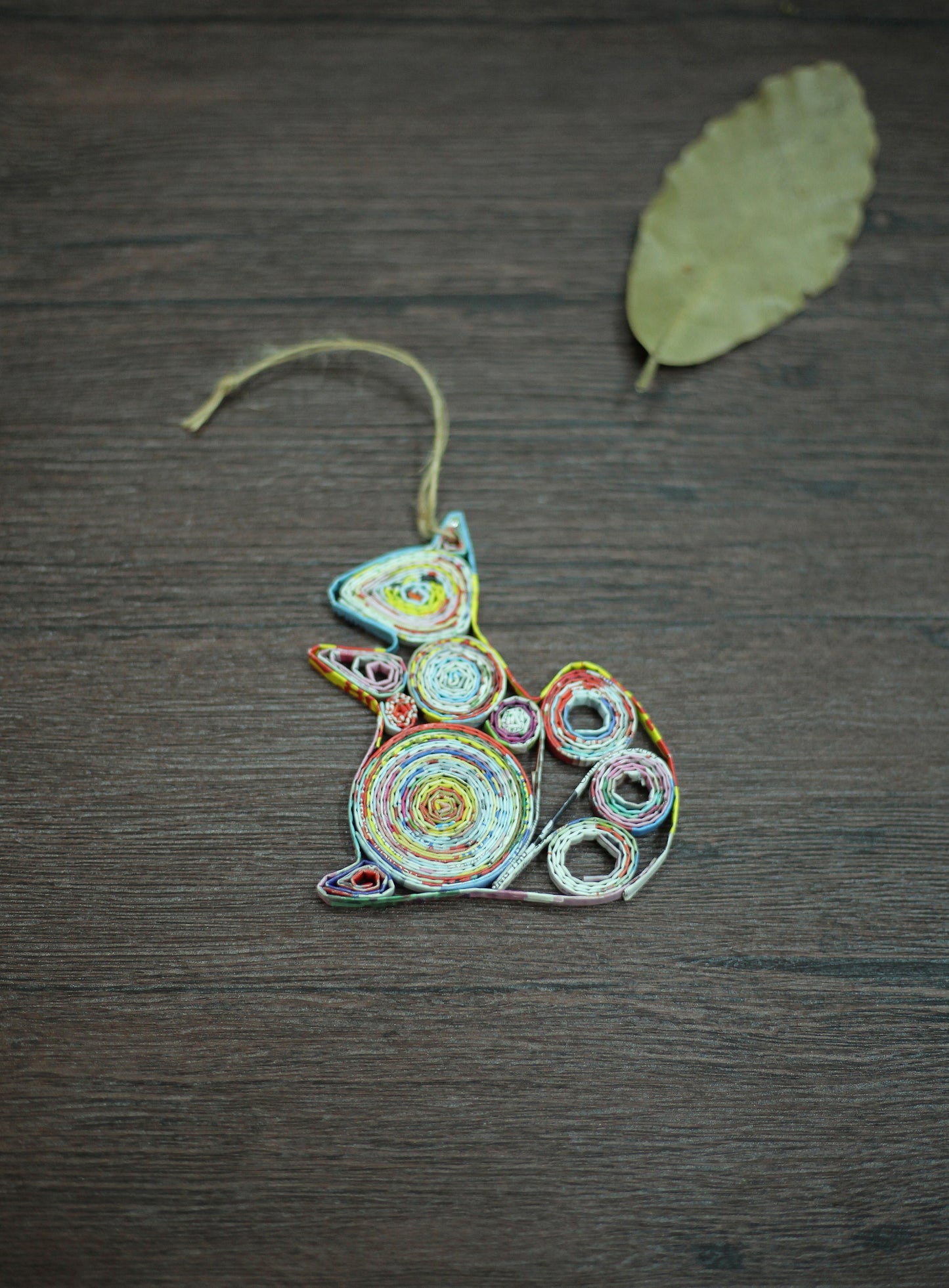 Squirrel, Handmade Recycled Paper Ornament
