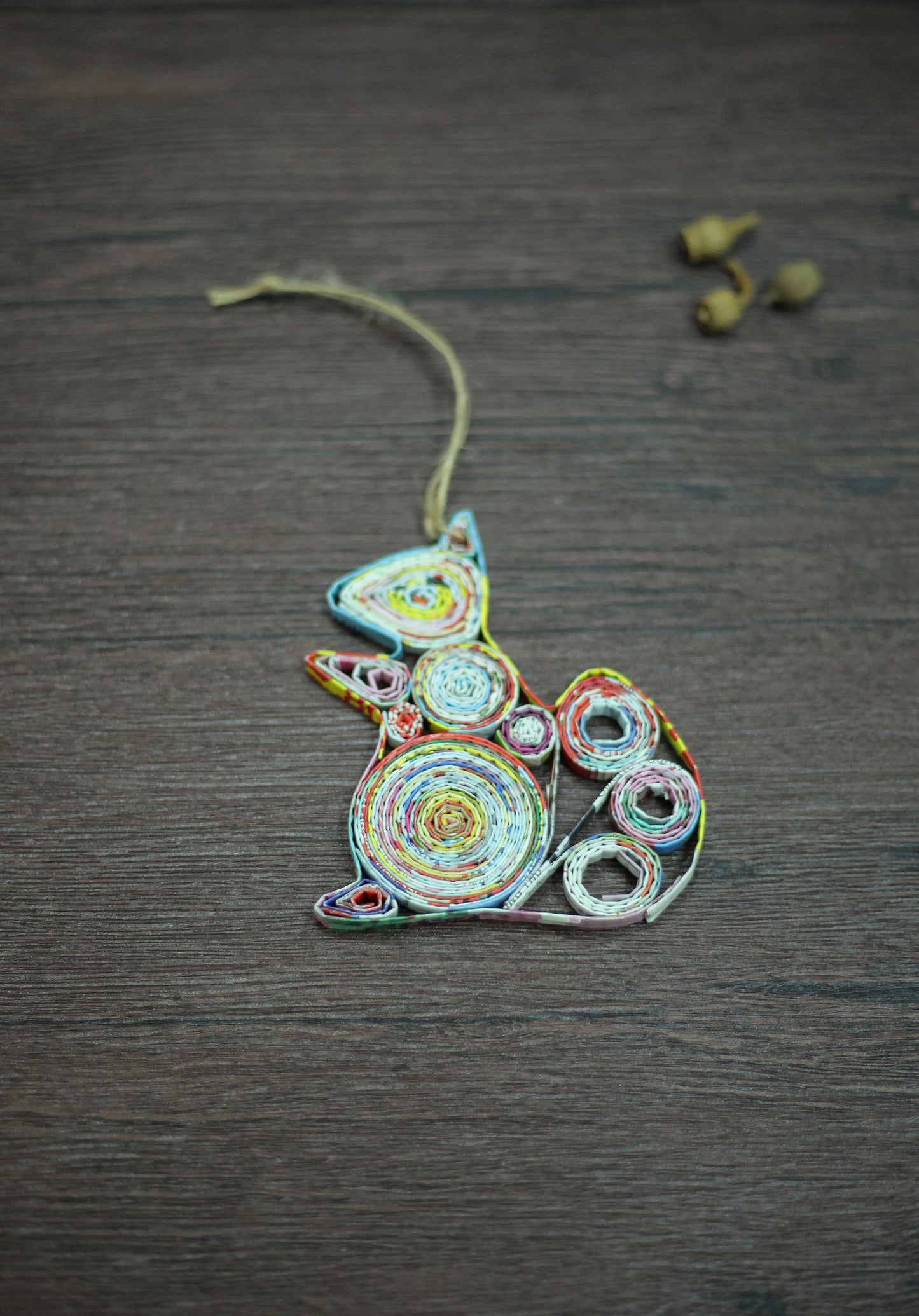 Squirrel, Handmade Recycled Paper Ornament