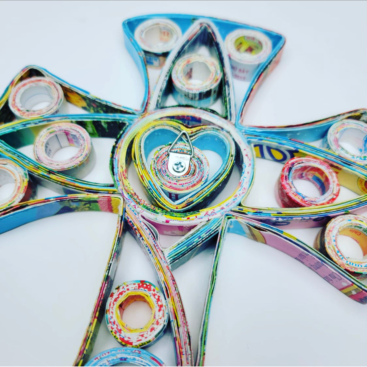 Hanging Cross, Handmade Recycled Paper Decor
