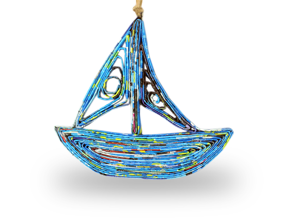 Boat, Handmade Recycled Quilling Paper Ornament