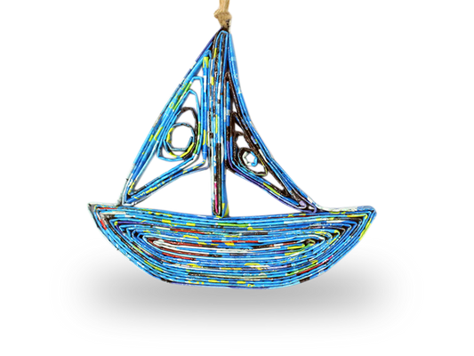 Boat, Handmade Recycled Quilling Paper Ornament