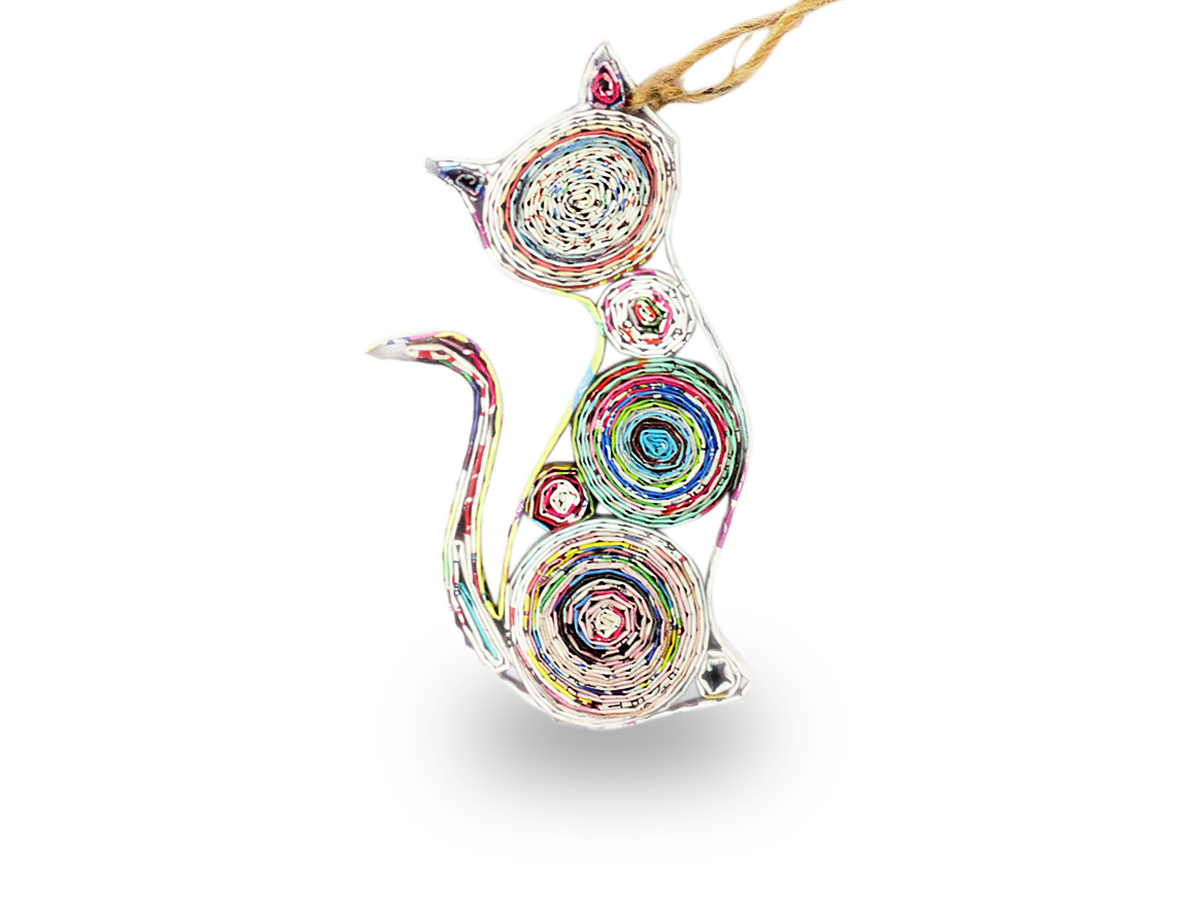 Cat, Handmade Recycled Paper Quilling Ornament