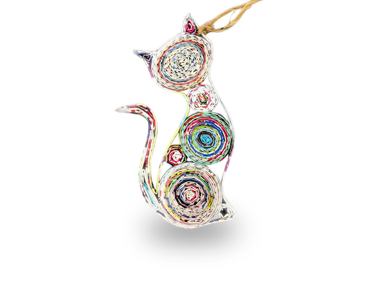Cat, Handmade Recycled Paper Quilling Ornament