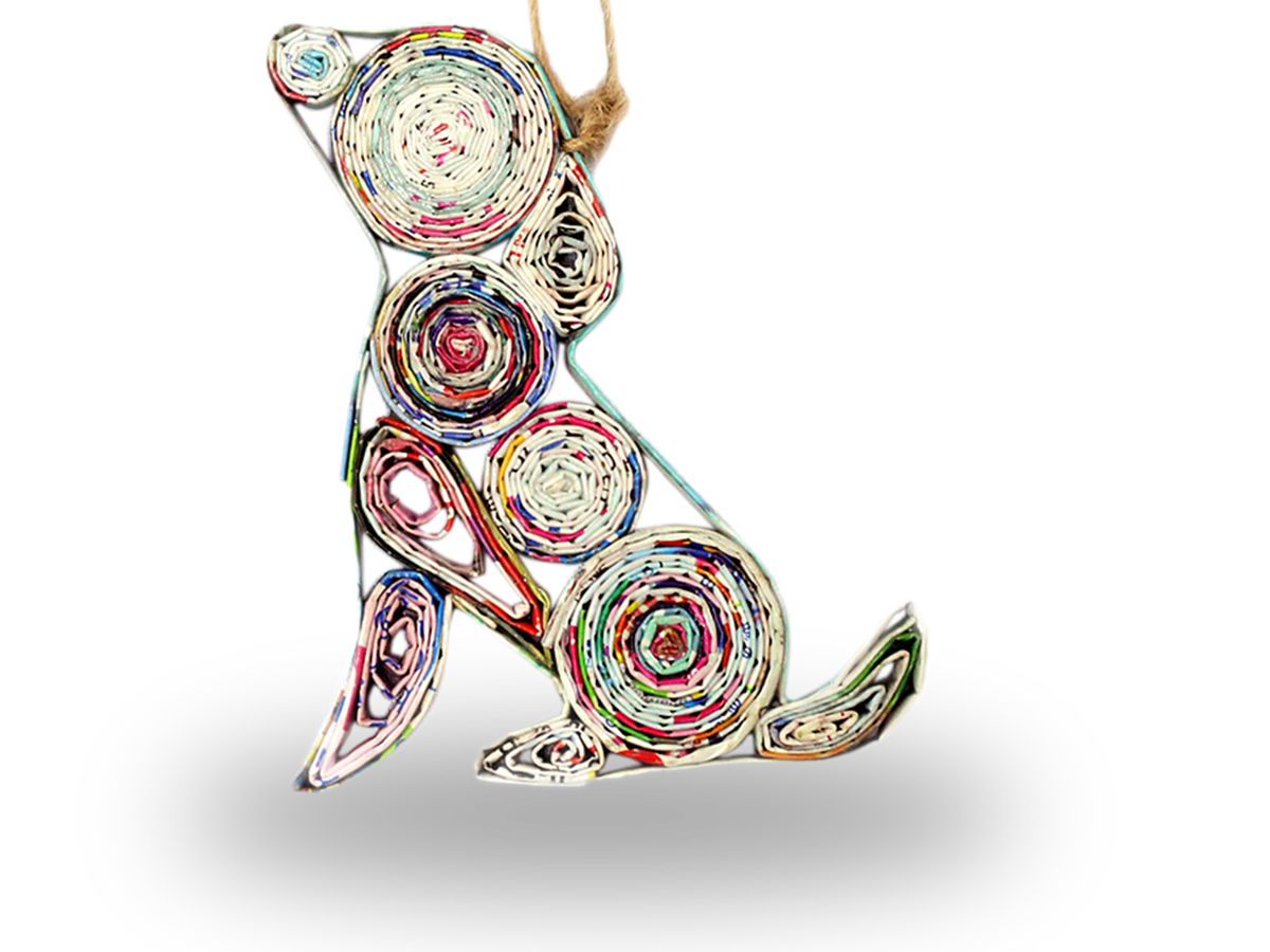 Dog, Handmade Recycled Quilling Paper Ornament