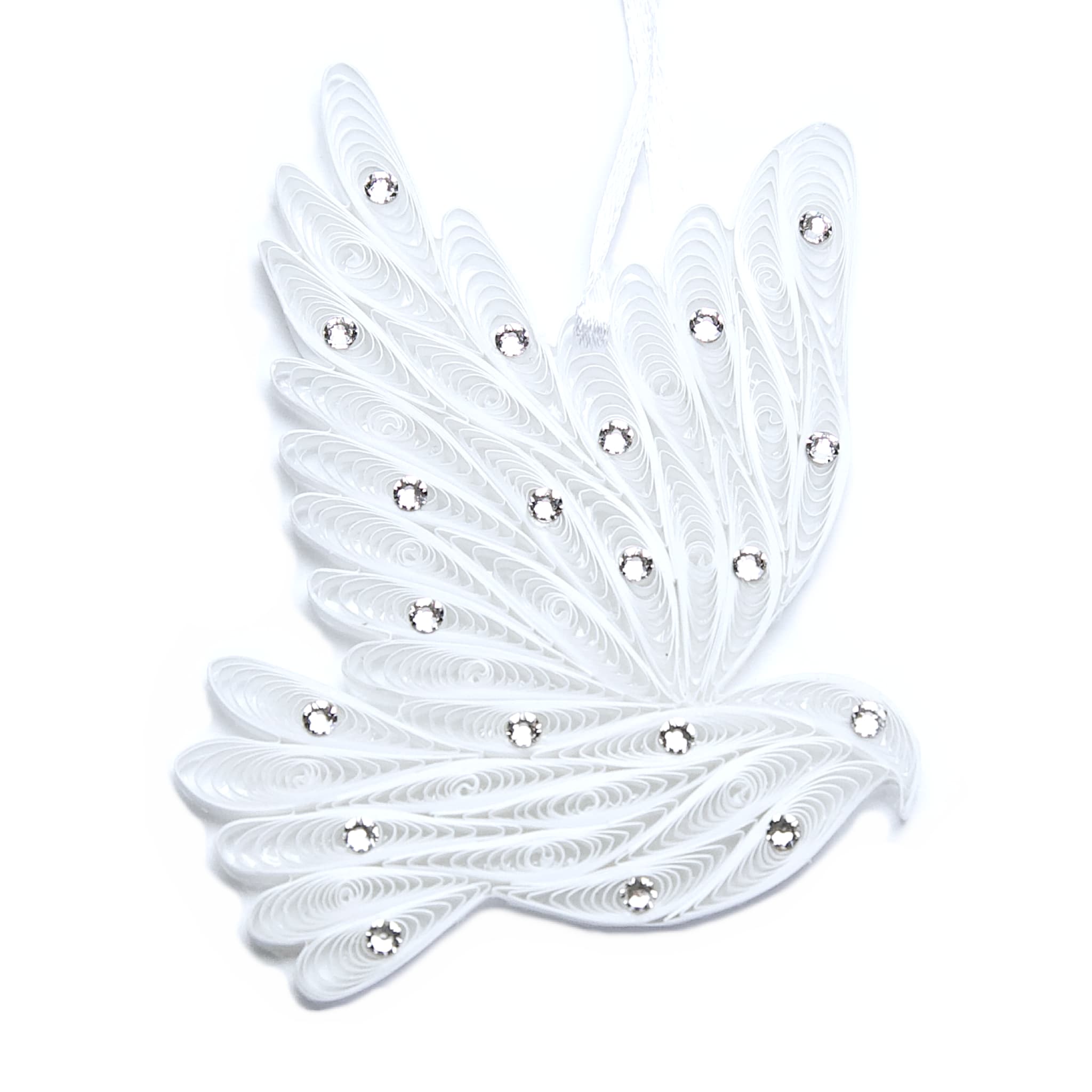 Dove (White, with Genuine Austria Crystals), Handmade Quilling Paper Ornament Dove (White, with Genuine Austria Crystals), Handmade Quilling Paper Ornament