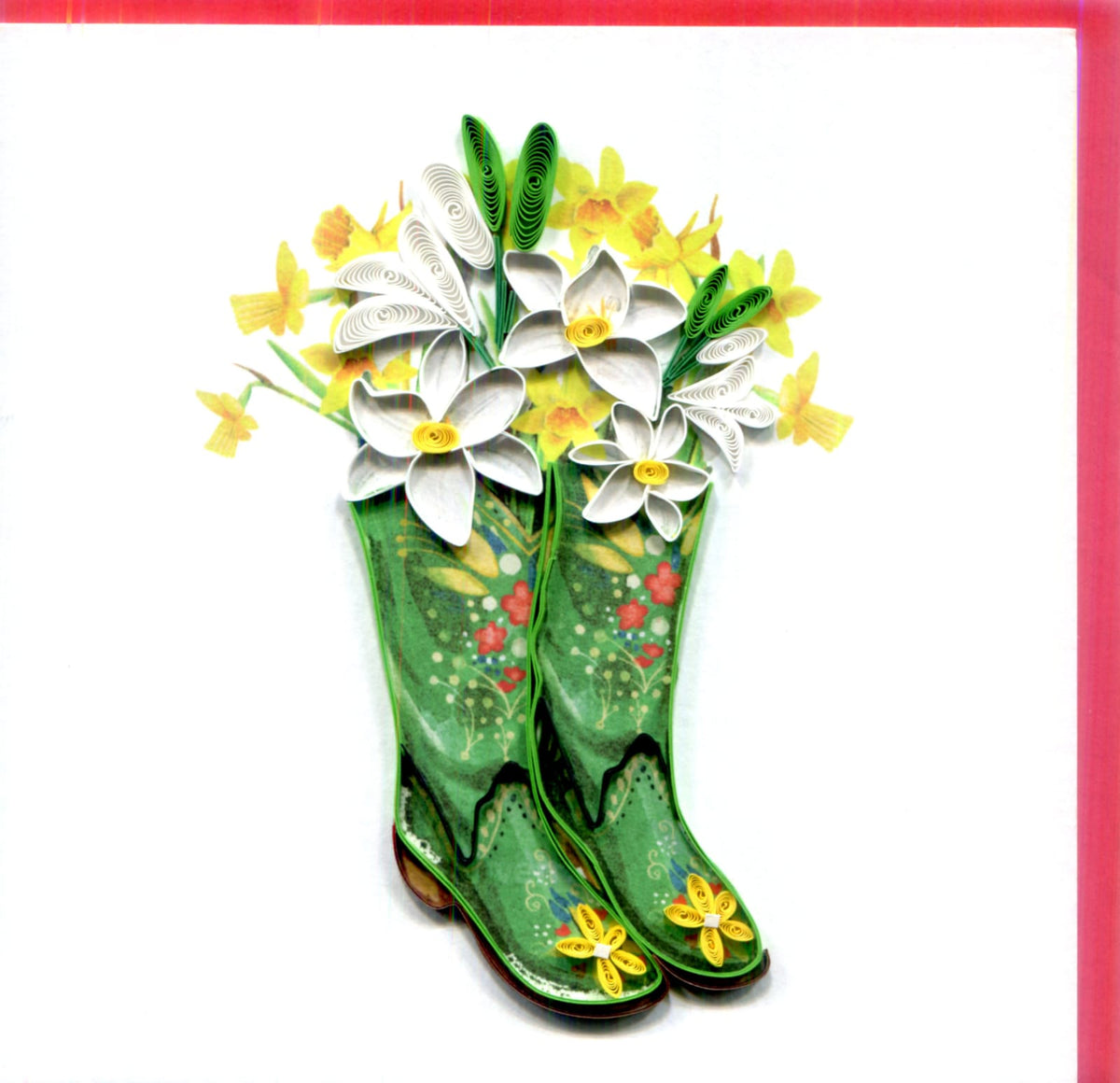 Flower Boot, Handmade Quilling Greeting Card