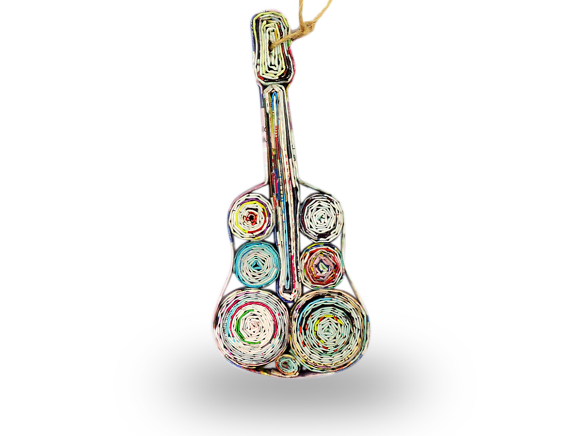 Guitar, Handmade Recycled Quilling Paper Ornament