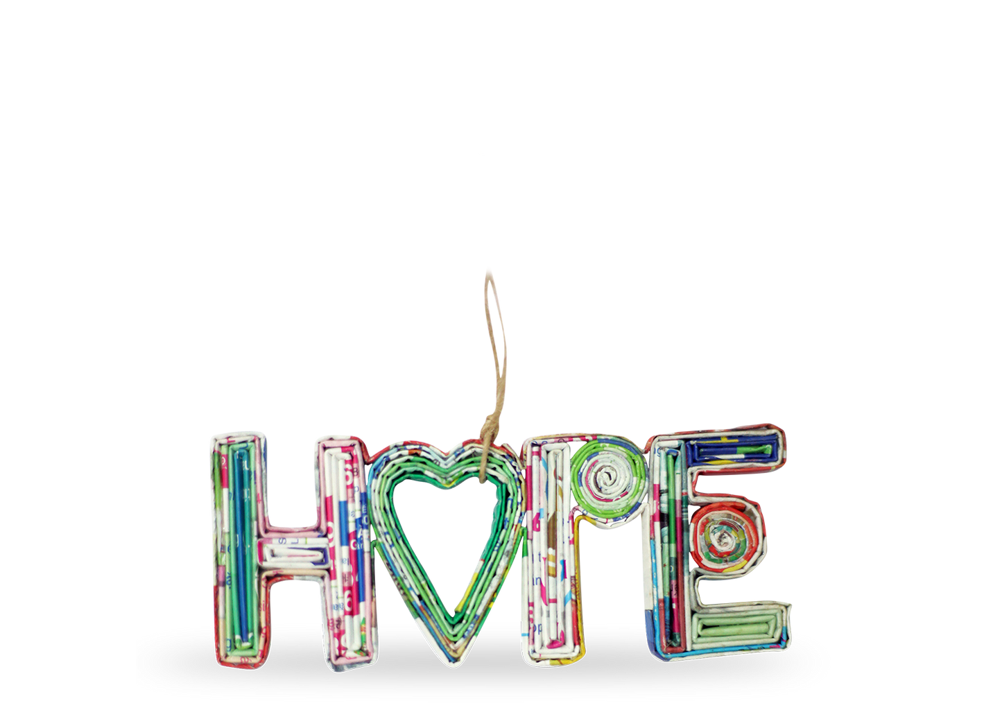 HOPE Heart, Handmade Recycled Quilling Paper Ornament