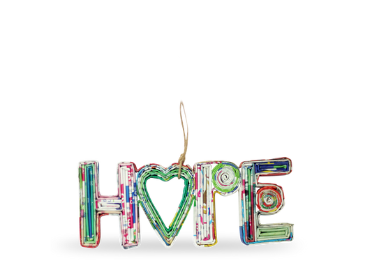 HOPE Heart, Handmade Recycled Quilling Paper Ornament