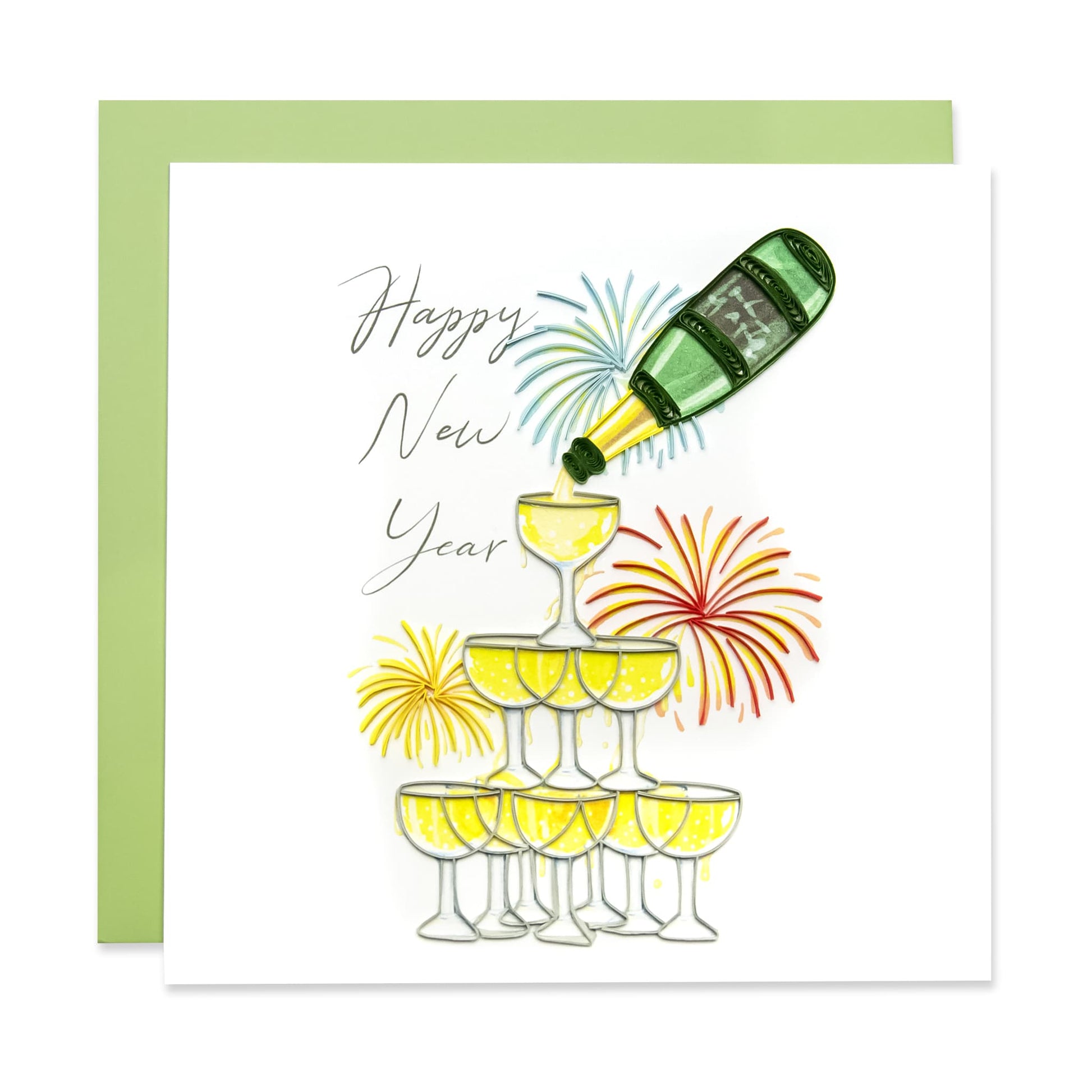 Happy New Year, Handmade Quilling Paper Greeting Card