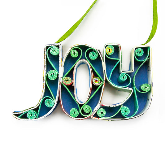 JOY (3D), Handmade Recycled Quilling  Paper Ornament