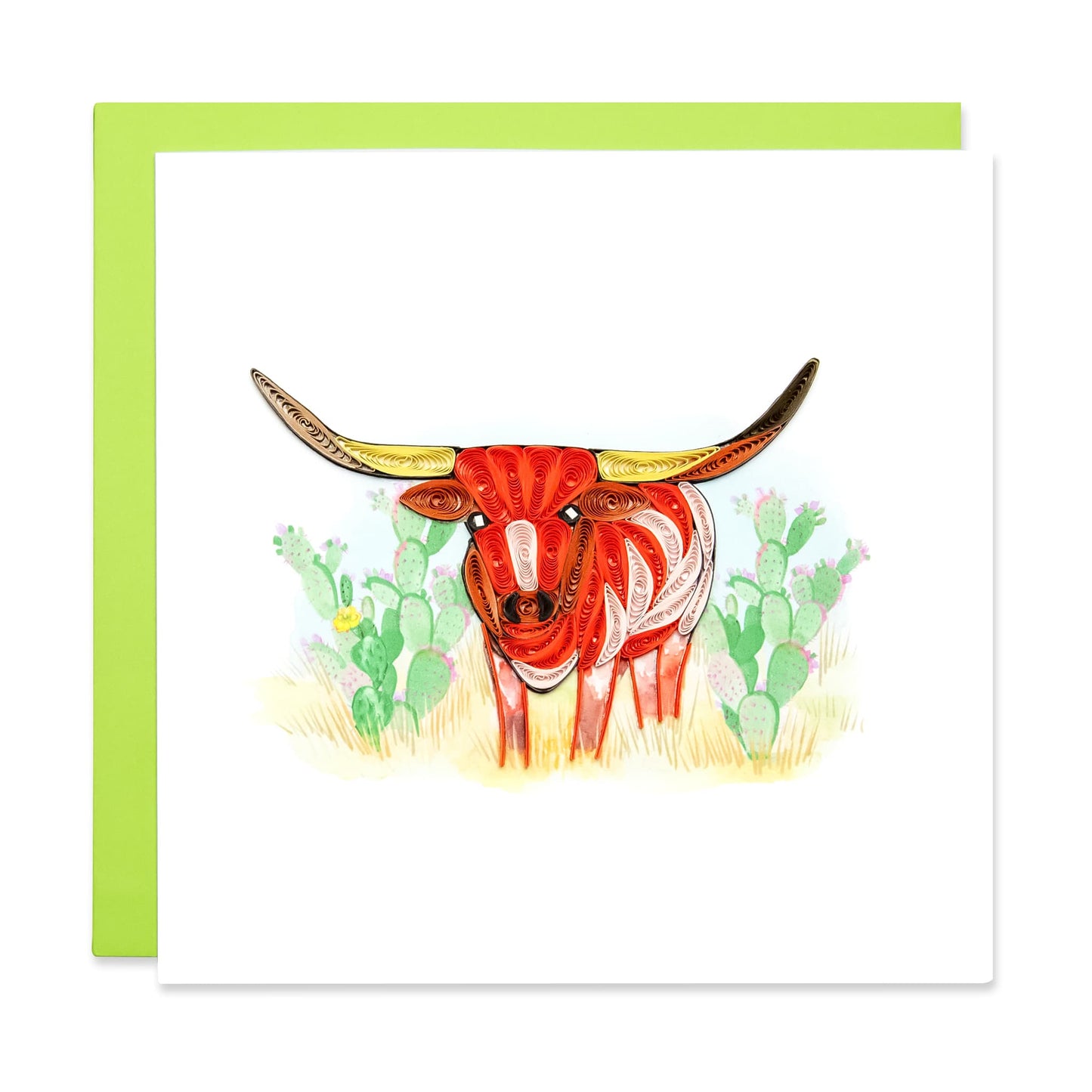 Long Horn, Handmade Quilling Greeting Card