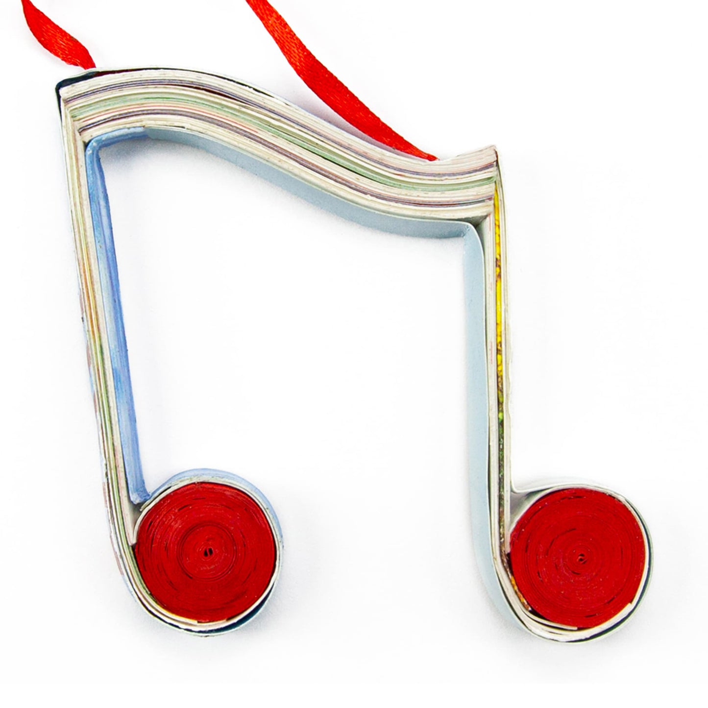 Music Note (Double Red), Handmade Recycled Paper Quilling Ornament