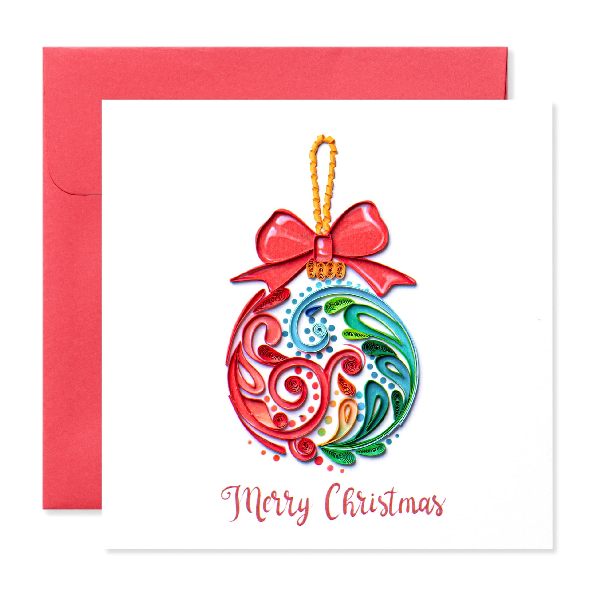 Ornament Ball, Handmade Quilling Christmas Greeting Card
