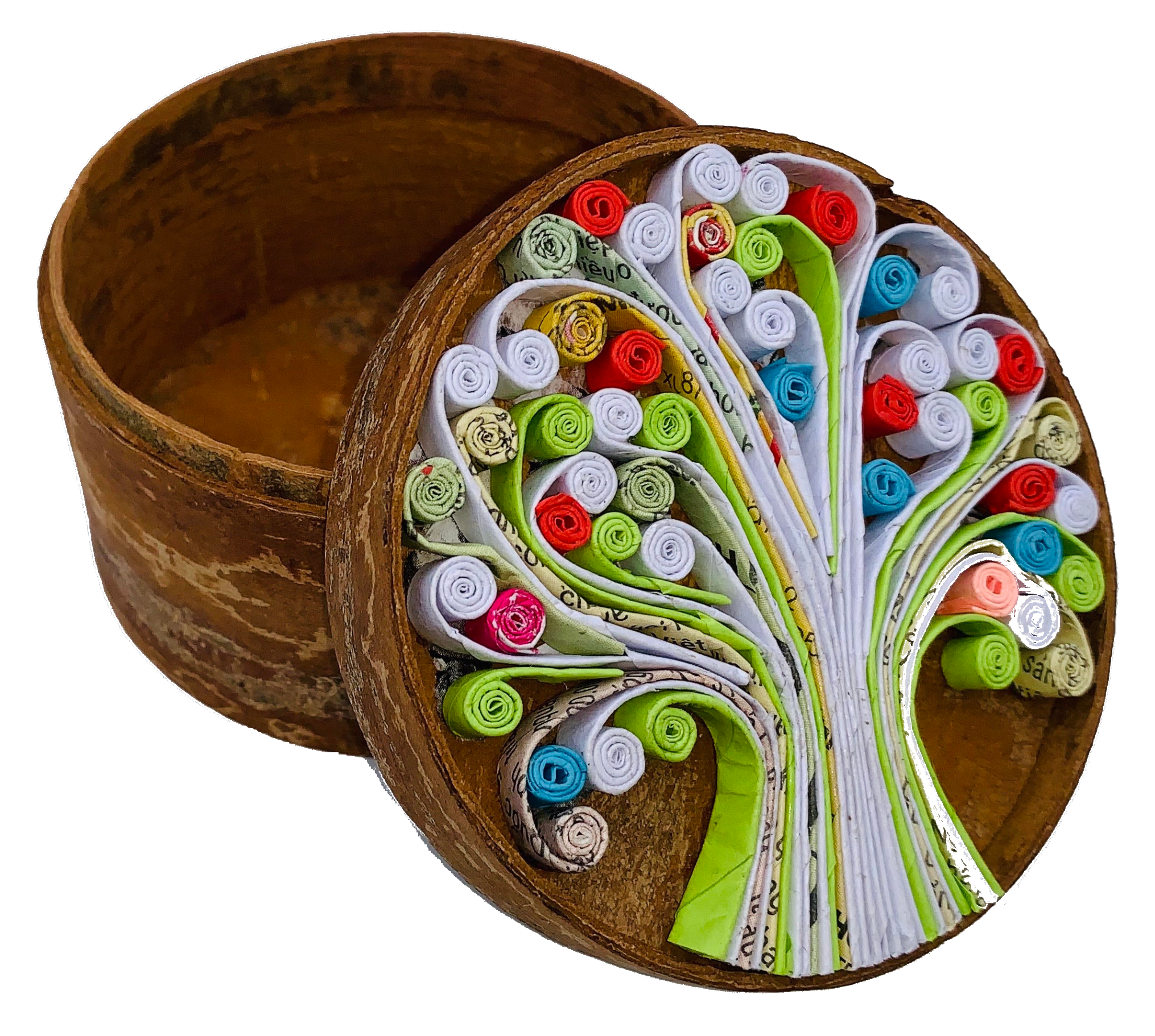 Tree of Life Box, Handmade Cinnamon and Recycled Quilling Paper Decor Tree of Life Box, Handmade Cinnamon and Recycled Quilling Paper Decor