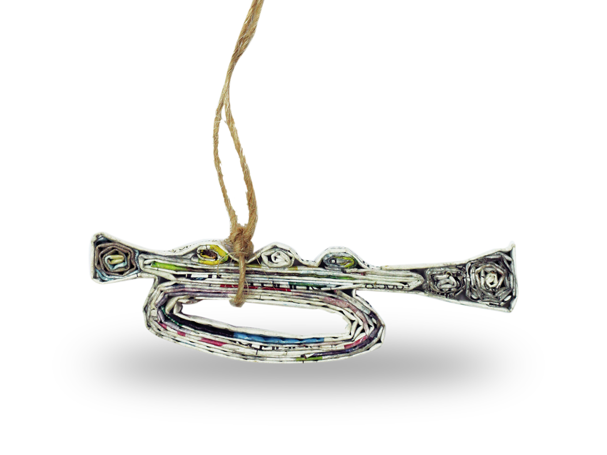 Trumpet, Handmade Recycled Quilling Paper Ornament