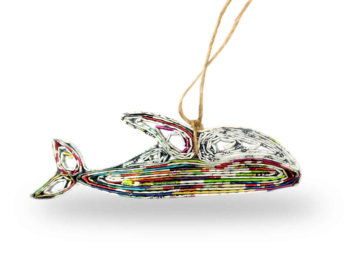 Whale, Handmade Recycled Quilling Paper Ornament