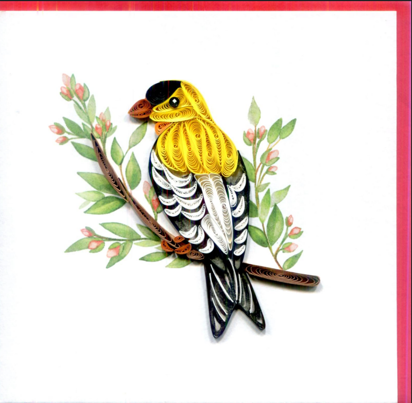 Yellow Finch, Handmade Quilling Paper Greeting Card